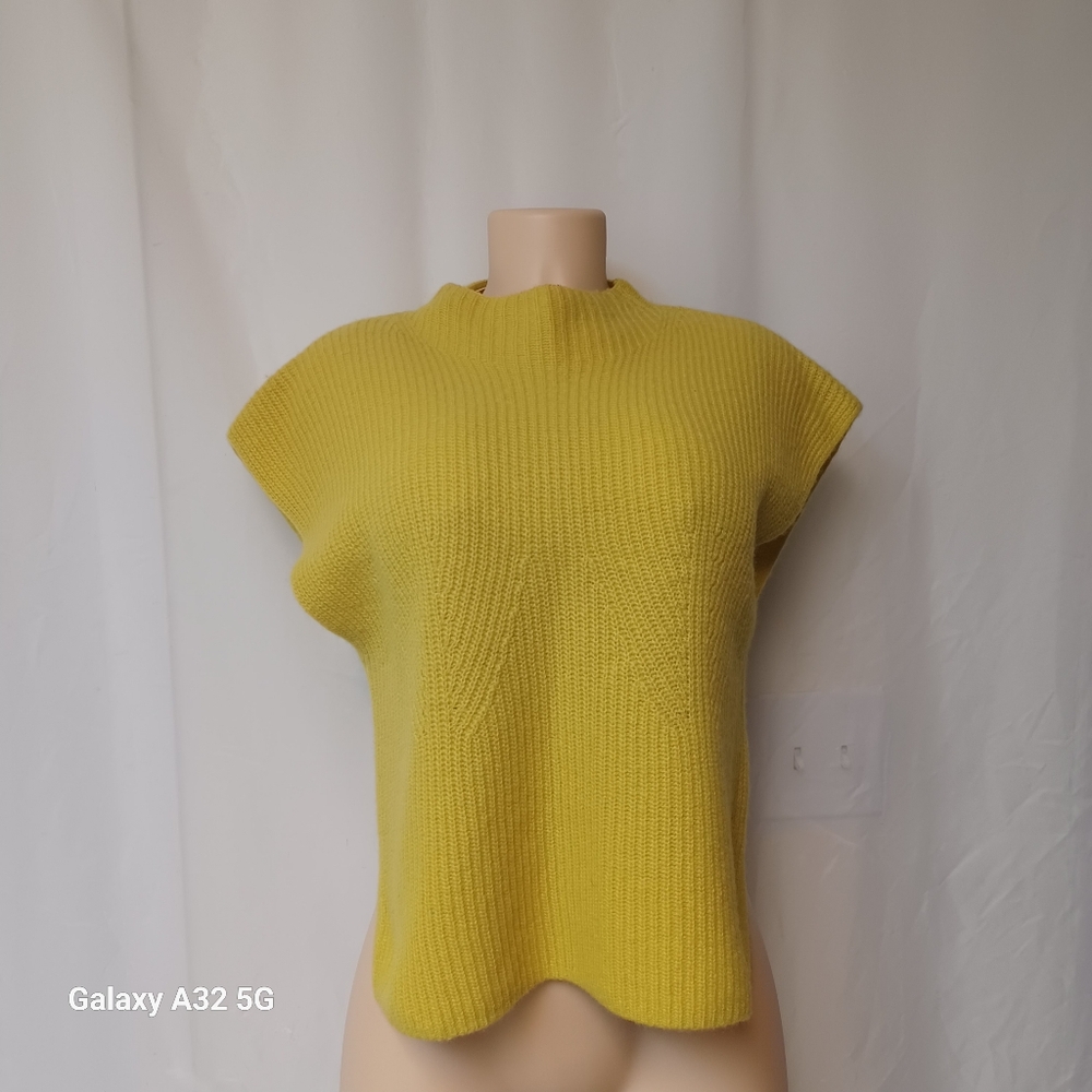Anthropologie Maeve 100% Wool.mo_neck Muscle Crop  Green V-Neck Sweater Size M - Picture 5 of 12